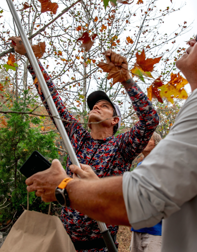 men working on conservation